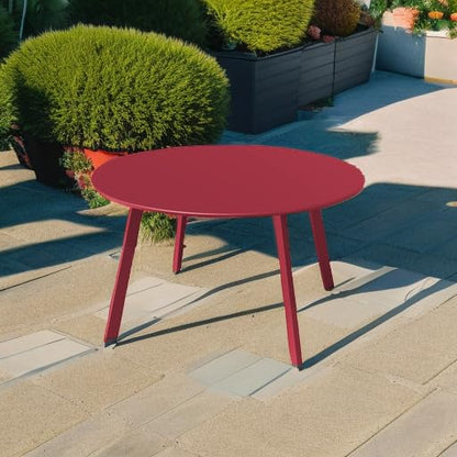 Grand patio Round Steel Patio Coffee Table, Weather Resistant Outdoor Large Side Table, (Red, 1PC) - color: Red, style: 1 PC