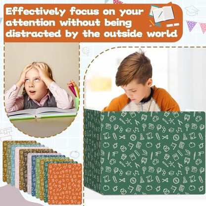 gisgfim 24 Pack Privacy Shields for Student in 12 Boho Colors Desk Dividers Durable Privacy Folders Testing Dividers Shield Study Boards Panel Partition for Classroom Teacher Back to School Supplies - style: Boho
