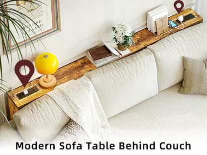 TIQLAB Sofa Table, 79 inch Long Console Table Behind Couch, Narrow Entryway Table with Angled Metal Frame, Industrial Console Table for Entryway, Rustic Brown - color: Rustic Brown, size: 79''L x 5.9''W x 31.5''H