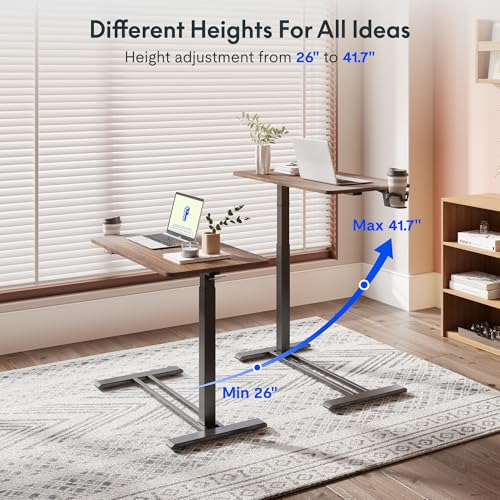 FLEXISPOT Adjustable C Table with Wheels, Mobile Snack Side End Table Sofa Couch Bedside Table Laptop Rolling Cart TV Tray Night Stand for Small Space Side Table(31.5" W x 17.7" D,Rustic Brown) - color: Rustic Brown, size: Large
