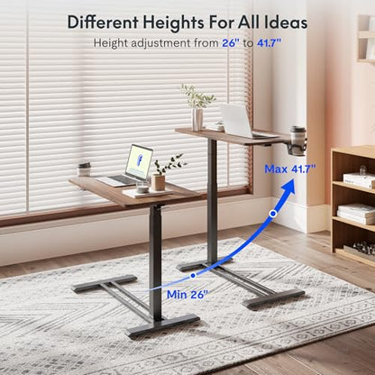FLEXISPOT Adjustable C Table with Wheels, Mobile Snack Side End Table Sofa Couch Bedside Table Laptop Rolling Cart TV Tray Night Stand for Small Space Side Table(31.5" W x 17.7" D,Rustic Brown) - color: Rustic Brown, size: Large