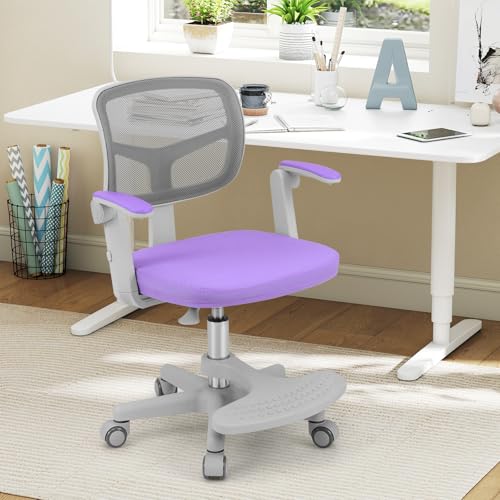 HONEY JOY Kids Desk Chair, Children Study Chair with Adjustable Height/Armrest/Footrest, Swivel Rolling Mesh Task Student Chair, Kids Computer Chair for Teens Girls Boys, Home, School, Office (Purple) - color: Purple