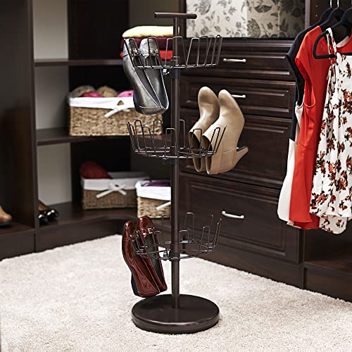 Household Essentials 2138 Three-Tier Adjustable Revolving Shoe Rack | Bronze - color: Bronze
