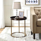 18" Sturdy Metal Frame Nightstands, Small Side Table with Wooden Tray Top, Bedside Table with Durable Structure for Living Room Office, Brown