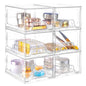 Stebopum 6 Pack Stackable Makeup Organizer, 4.4'' Tall Acrylic Bathroom Makeup Organizer and Storage Drawer with Pull-out Handle, Clear Plastic Storage Bins for Vanity,Pantry,Desk,Undersink,Kitchen - style: 6pack Small