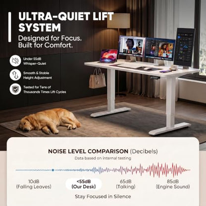 Furmax 48 Inches Electric Height Adjustable Standing Desk Home Office Desk | Large Sit Stand Up Computer Desk Memory Preset with T-Shaped Metal Bracket, White - color: White, size: 48 Inch