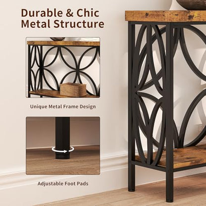karlott 70.9 inch Extra Long Sofa Table, Industrial Console Table Behind Couch with 2 Tier Storage Shelf, Entryway Console Table for Entryway, Living Room, Foyer, Hallway, Unique Design, Rustic Brown - color: Rustic Brown