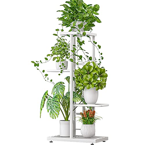 MTB Garden 4 Tier Metal Plant Stand for Indoor Outdoor Flower Pot Display Planter Shelf, White - color: Shiny White, size: 4 Tier