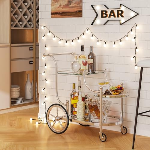 Tangkula Bar Cart, 3-Tier Rolling Home Bar Serving Cart with Mirrored Shelves & 4 Wheels, Mobile Beverage & Wine Cart for Kitchen, Dining Room, Living Room (Silver) - color: Silver