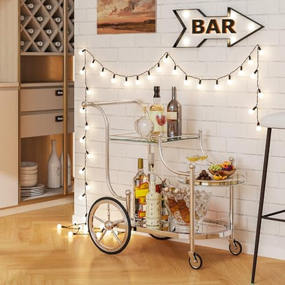 Tangkula Bar Cart, 3-Tier Rolling Home Bar Serving Cart with Mirrored Shelves & 4 Wheels, Mobile Beverage & Wine Cart for Kitchen, Dining Room, Living Room (Silver) - color: Silver