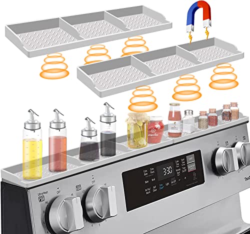 Hydream Stove Top for Silicone Shelf,30 Inch Magnetic Shelf Over the Stove Spice Rack of,Kitchen Organizer Magnet Above Stovetop Flat Back of Storage Suctioned-Light Grey - color: Light Grey