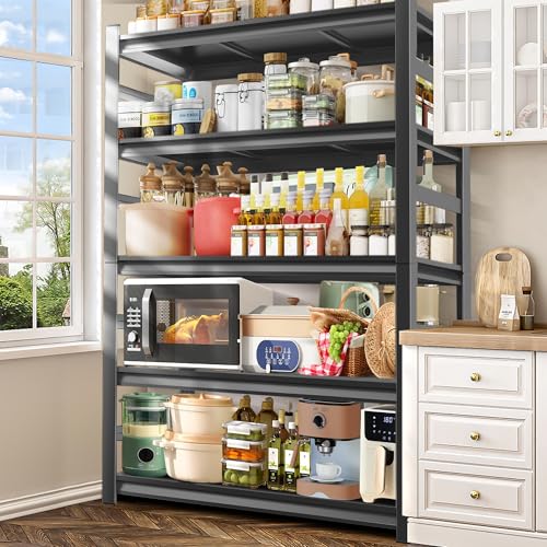 2500LBS Heavy Duty Metal Shelving Unit, 5-Tier Adjustable Kitchen Storage Shelves, Large Pantry Organization Rack for Microwave & Appliances, No-Bolt Utility Rack, 35.4"W x 15.75"D x 71.2"H - size: 5-Tier 35.4" W x 15.75" D x 71.2" H