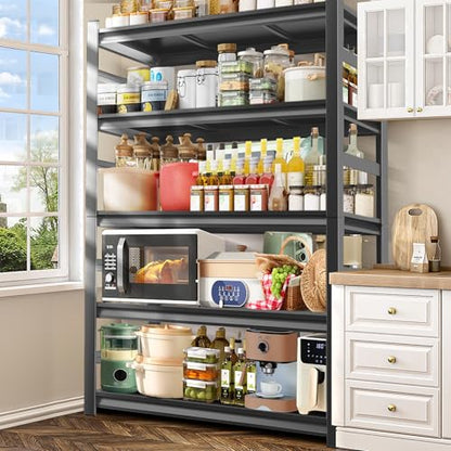 2500LBS Heavy Duty Metal Shelving Unit, 5-Tier Adjustable Kitchen Storage Shelves, Large Pantry Organization Rack for Microwave & Appliances, No-Bolt Utility Rack, 35.4"W x 15.75"D x 71.2"H - size: 5-Tier 35.4" W x 15.75" D x 71.2" H