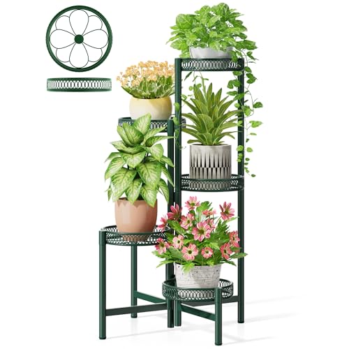 5 Tier Green Tall Heavy Duty Folding Corner Plant Stand for Living Room - color: GreenFlower, size: 5-tiers