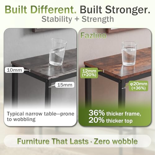 Sturdy Console Table with 98 lb Capacity, Stable Wobble-Free Design for Living Room and Entryway, Heavy Duty Metal Frame, Easy Assembly, 29.5 Inch Narrow Sofa Table, Rustic Brown