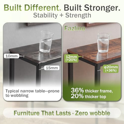 Sturdy Console Table with 98 lb Capacity, Stable Wobble-Free Design for Living Room and Entryway, Heavy Duty Metal Frame, Easy Assembly, 29.5 Inch Narrow Sofa Table, Rustic Brown