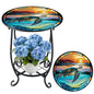 Cinnvoice Outdoor Side Table Round Small Mosaic Patio Accent Indoor End Plant Coffee Tea Table for Yard Patio Porch Garden Living Room, Bedroom(Turtle Style,12 Inch) - size: 12 Inch, style: Turtle Style