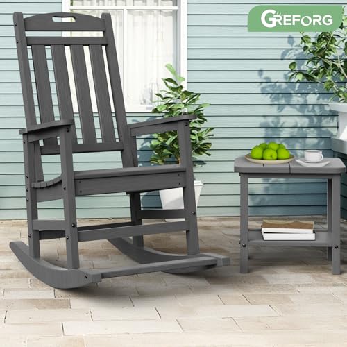 Patio Side Table, Small Rectangular HDPE Adirondack End Table for Outdoor Use in Pool, Garden, Lawn, Backyard,Grey - color: Grey