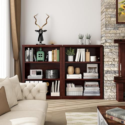 3-Shelf Bookcase, Wood Bookshelves for Living Room, Library, Office | Zhiseek Small Bookshelf, 29.5"W x 12.8"D x 41.2"H, Cherry - color: Cherry, size: 3-Tier