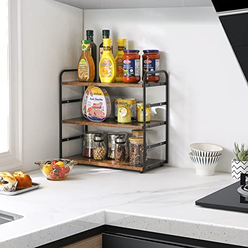 IBUYKE Kitchen Countertop Standing Storage Shelf,Brown TWJ001H | 3-Tier Bathroom Counter Organizer Tray Countertop Storage Shelf Counter Standing Rack Cosmetic Holder - size: square, style: 1