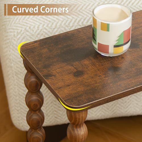 Fultyle Small Narrow End Table, Narrow Side Table Living Room with Storage, 2-Tier Wood Accent Table Slim Nightstand for Small Spaces, Office, Bedroom (Rustic Brown) - color: Rustic Brown