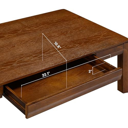NTC Flow Modern Wooden Rectangle Coffee Table with Hidden Drawer – Waterproof & Heat Resistant, Dark Walnut - color: Dark Walnut, size: 47 Inch, style: Coffee Table