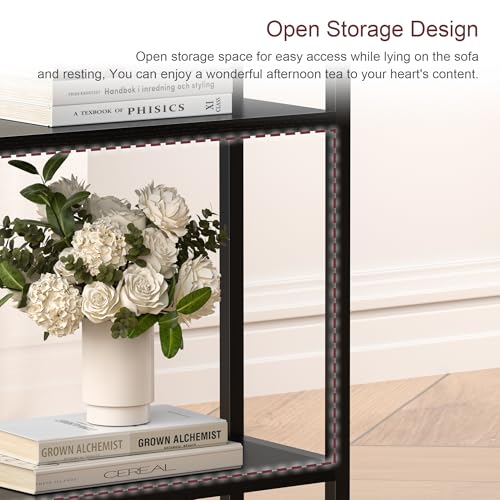 Narrow Side Table for Small Space, 3 Tier Slim End Table, Thin Nightstand, Skinny Snack Couch Table, Sofa Bedside Table in Living Room, Bedroom, Study, Kitchen and Balcony (Black) - color: Black, size: 3-Tier (7.9''D*17''W*26.6''H)