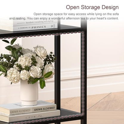 Narrow Side Table for Small Space, 3 Tier Slim End Table, Thin Nightstand, Skinny Snack Couch Table, Sofa Bedside Table in Living Room, Bedroom, Study, Kitchen and Balcony (Black) - color: Black, size: 3-Tier (7.9''D*17''W*26.6''H)