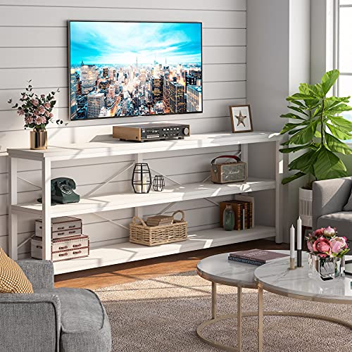 Tribesigns 71" Sofa Tables,Extra Long Couch Table, Narrow Long Console Table, Entryway Table,Sofa Table with 3 Tiers Storage Shelves (White) - color: White