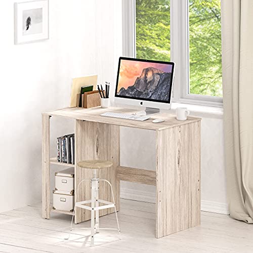 SHW 38-Inch Home Office Computer Desk with Shelves, Maple - color: Maple