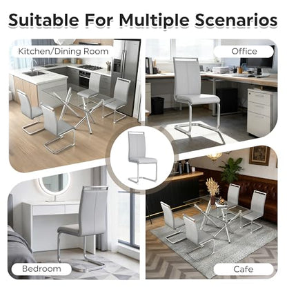 Baysitone Modern Dining Chairs Set of 2, Side & Kitchen Chairs with Faux Leather Padded Seat, High Back, for Dining, Kitchen, Living Room - Light Grey - color: Light Grey, size: Set of 2