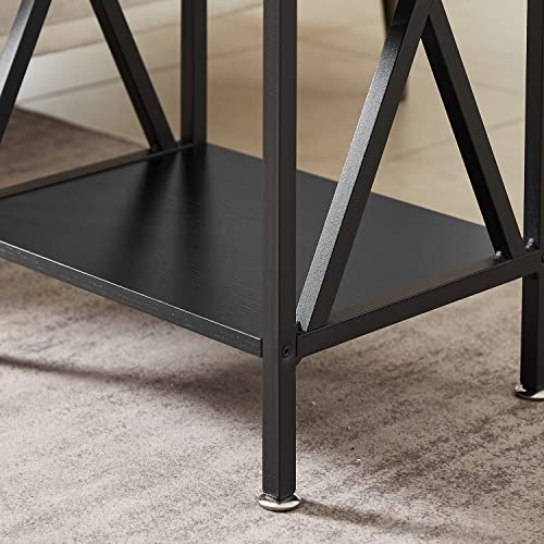 VECELO End Tables, Modern Nightstand with Drawer & Shelf, Night Stand for Bedroom Living Room ,Industrial Metal Frame - color: Black, size: End Table