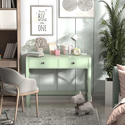 WiberWi Home Office Desk with Drawers, Modern Writing Computer Desk for Bedroom, Small Makeup Vanity Table Study Table for Home Office,Green - color: Green