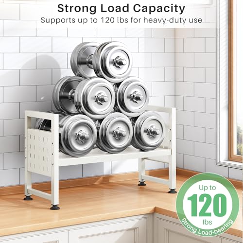 Microwave Stand, 2-Tier Expandable(17.4"-27.4") Microwave Oven Rack, Heavy Duty Adjustable Shelf with 9 hooks, Kitchen Organizer Storage Shelves for Pantry, Countertop, Coffee Bar, Office, Dorm, White - style: 2 Tier-White