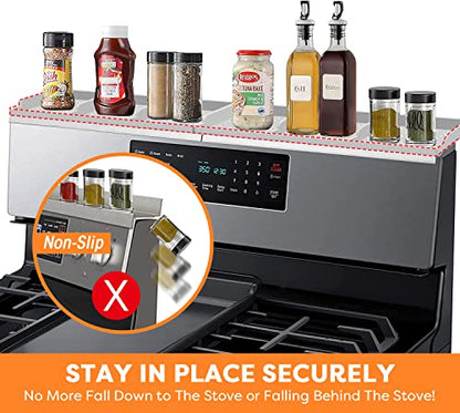 Hydream Stove Top for Silicone Shelf,30 Inch Magnetic Shelf Over the Stove Spice Rack of,Kitchen Organizer Magnet Above Stovetop Flat Back of Storage Suctioned-Light Grey - color: Light Grey