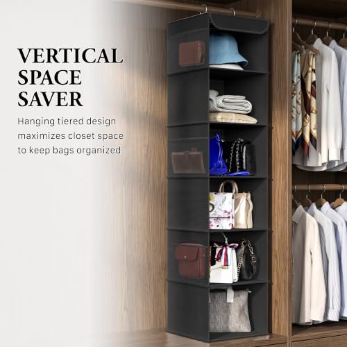 Simple Houseware 6 Shelf Hanging Closet Organizer, Black - color: Black, size: 6 Shelf