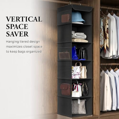 Simple Houseware 6 Shelf Hanging Closet Organizer, Black - color: Black, size: 6 Shelf