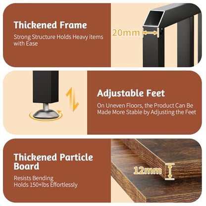METYERRY 5-Tier Mini Fridge Stand, Bakers Rack with Storage,Multi-Purpose Microwave Stand,Mini Fridge Cabinet,Mini Fridge Shelf for Office,Kitchen,Living Room,Coffee Bar,Rustic Brown - color: Rustic