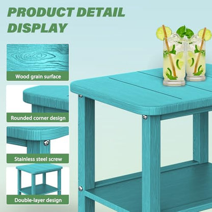 Patio Side Table, Small Rectangular HDPE Adirondack End Table for Outdoor Use in Pool, Garden, Lawn, Backyard,Aurba - color: Aurba