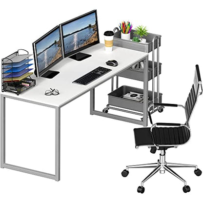 SHW Mission 55-Inch Home Office Computer Desk, White - color: White, size: 55-Inch