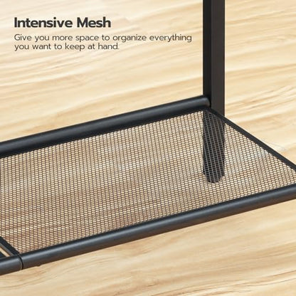 HOOBRO 29.5" Narrow Console Table, 3-Tier Tempered Glass Sofa Table, Modern Entryway Table, for Entrance, Living Room, Foyer, Hallway Bedroom, Black BK21XG01G1 - color: Black