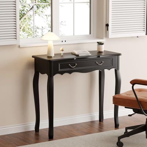 Black Entryway Table with 1 Drawer Console Table for Entryway Entrance Table for Hallway, Living Room, Foyer, Easy Assembly (Legs Only), 13.77D x 34.64W x 30.7H in - color: Black