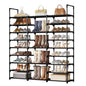 9-Tier Shoe Rack Organizer for 50-55 Pairs, Stackable Large Shoe Stand | Entryway Heavy Duty Shoe Rack, Tall Shoe Boot Storage, Black Metal Shelf for Storing Handbags, Boxes, Books, Flowerpots - size: L 9-Tier
