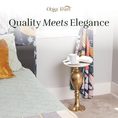 OBJET D'ART Orne Small Round Gold End Table, 22" H | Vintage Metal Accent, Side Table, Pedestal, Cocktail, Drink Table, Living Room, Small Spaces, Modern Look, Quality Build - style: Orne