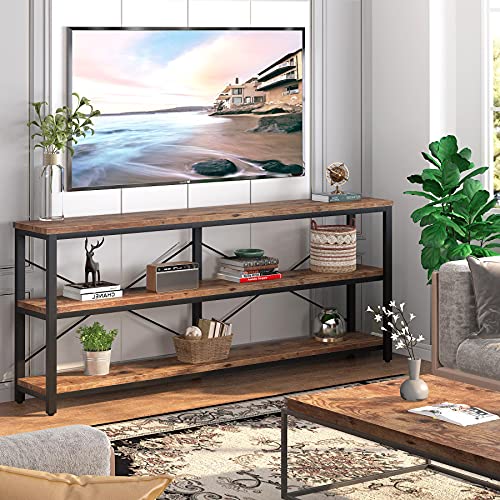 Tribesigns 71" Sofa Tables Extra Long Couch Table, Narrow Long Console Table, Entryway Table,Sofa Table with 3 Tiers Storage Shelves (Rustic Brown) - color: Rustic Brown