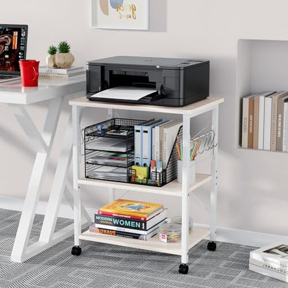 Mr IRONSTONE Microwave Cart 23.7'' for Small Space, 3-Tier Microwave Stand Coffee Cart Rolling Kitchen Utility cart on Wheels, White - color: White