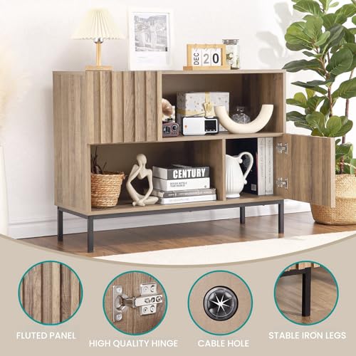 Entryway Table with Storage, Farmhouse Entrance Console Table Sideboard Buffet Cabinet with Storage Shelves and Metal Legs, Sofa Table Accent Cabinet for Living Room Hallway