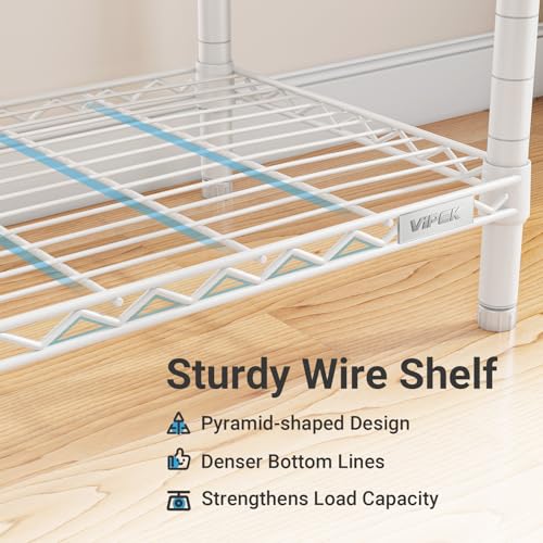 VIPEK R2 Medium Heavy Duty Clothes Rack Rolling Clothing Rack Adjustable Metal Wire Shelving Portable Closets with Double Hanging Rods, Side Hooks, Freestanding Closet Racks Wardrobe, White - color: White, size: R2 Medium