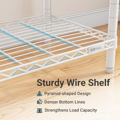 VIPEK R2 Medium Heavy Duty Clothes Rack Rolling Clothing Rack Adjustable Metal Wire Shelving Portable Closets with Double Hanging Rods, Side Hooks, Freestanding Closet Racks Wardrobe, White - color: White, size: R2 Medium