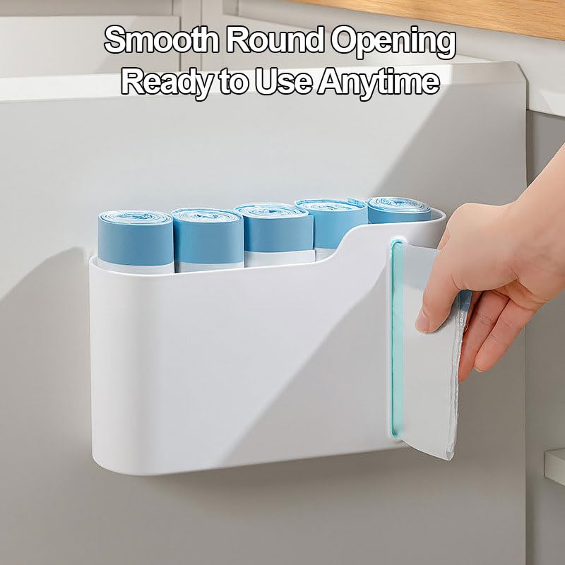 Trash Bag Holder, Stackable Garbage Bag Dispenser, Compact Dispenser with Built-In Slot for Multi-Roll Storage, Kitchen Bathroom and Utility Room Organizer, White
